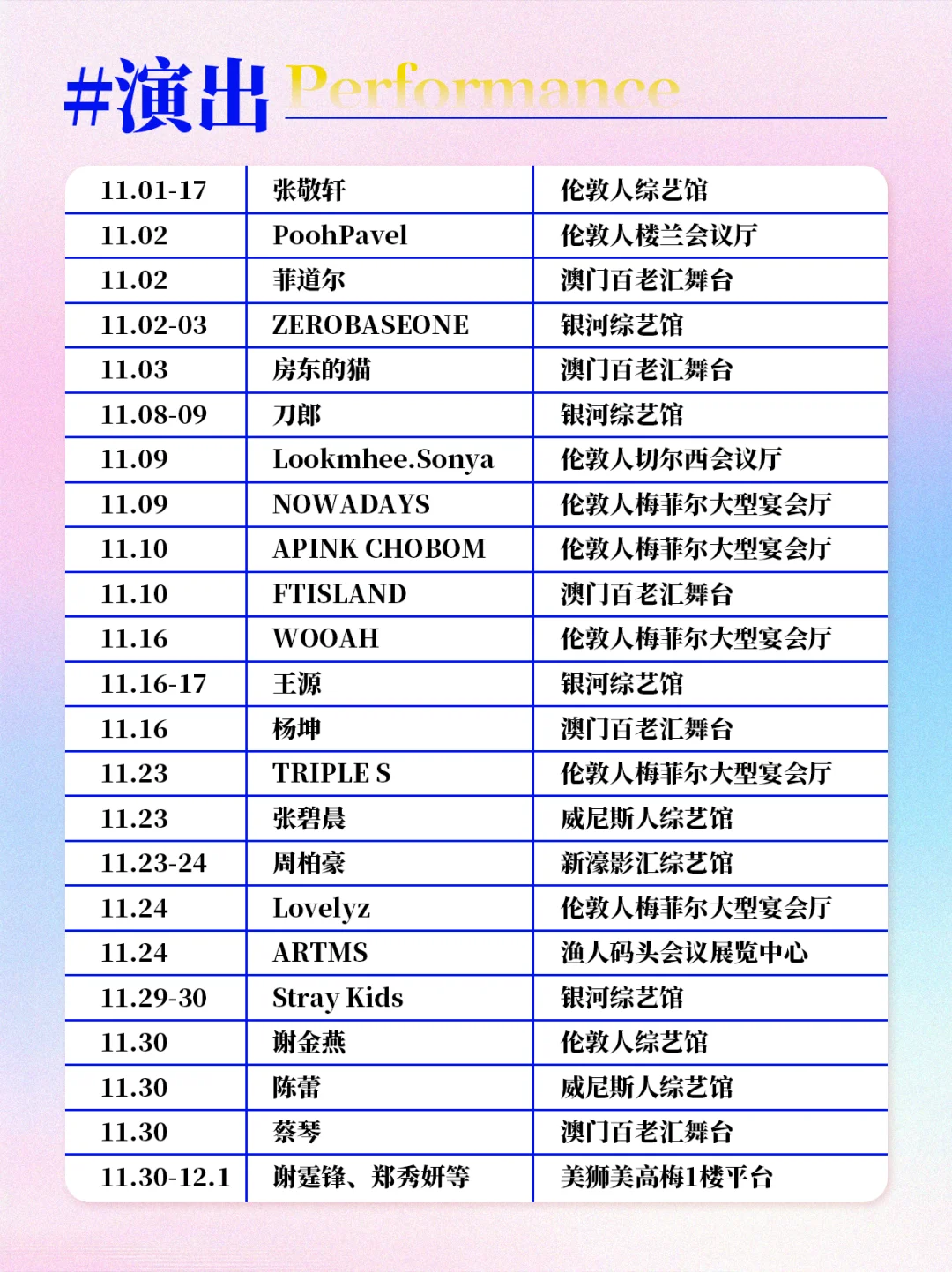 2025年澳门十一月份活动合集