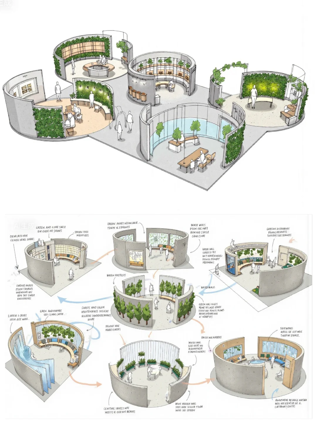 环艺作业｜空间构成分析自然主义曲面空间