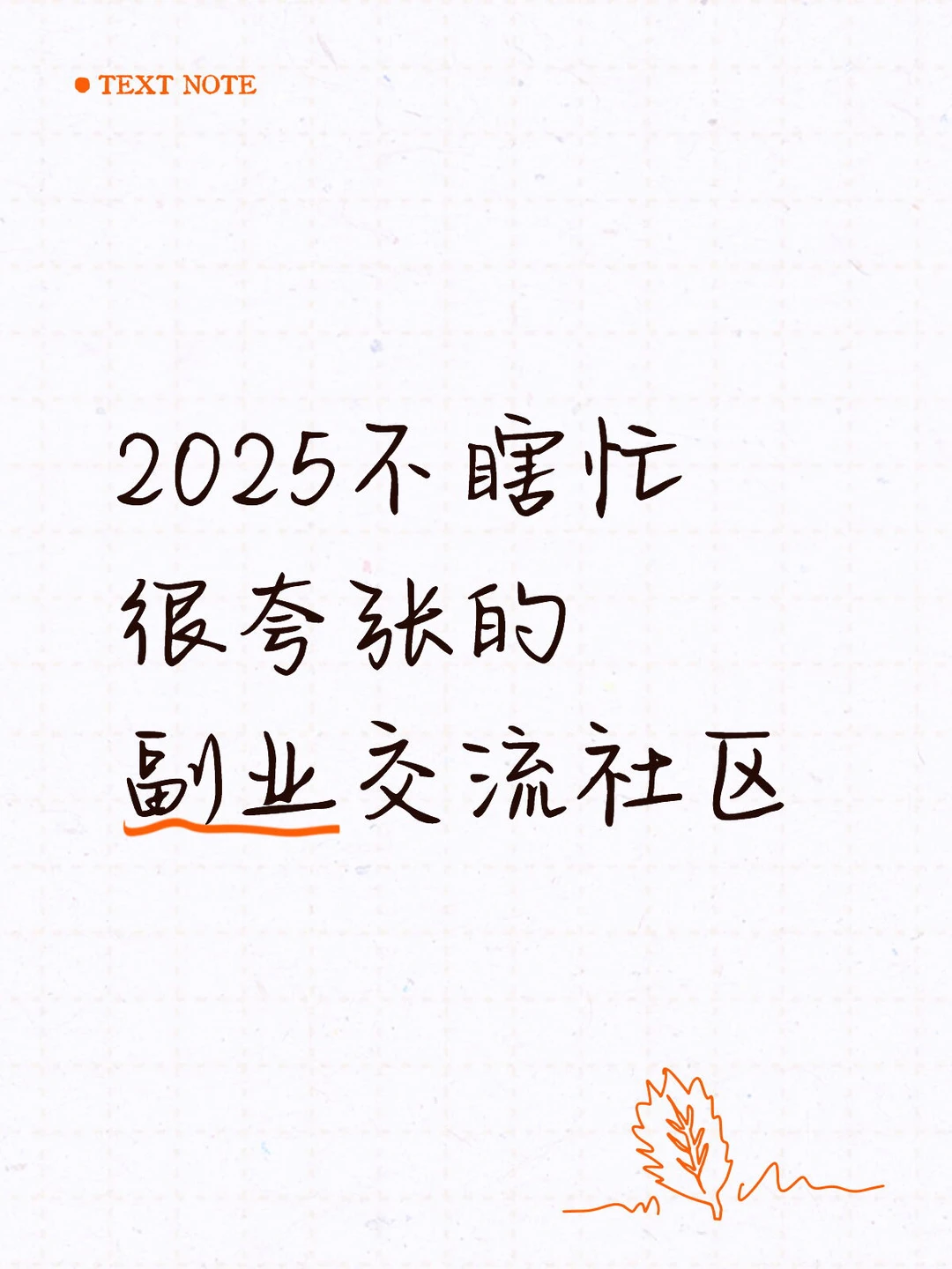 2025不瞎忙很夸张的副业交流会