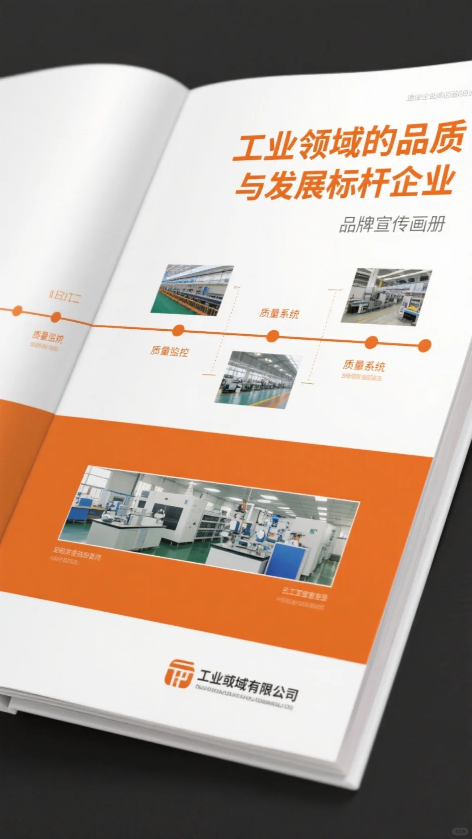 橙色系工业企业画册设计，展品质发展质感