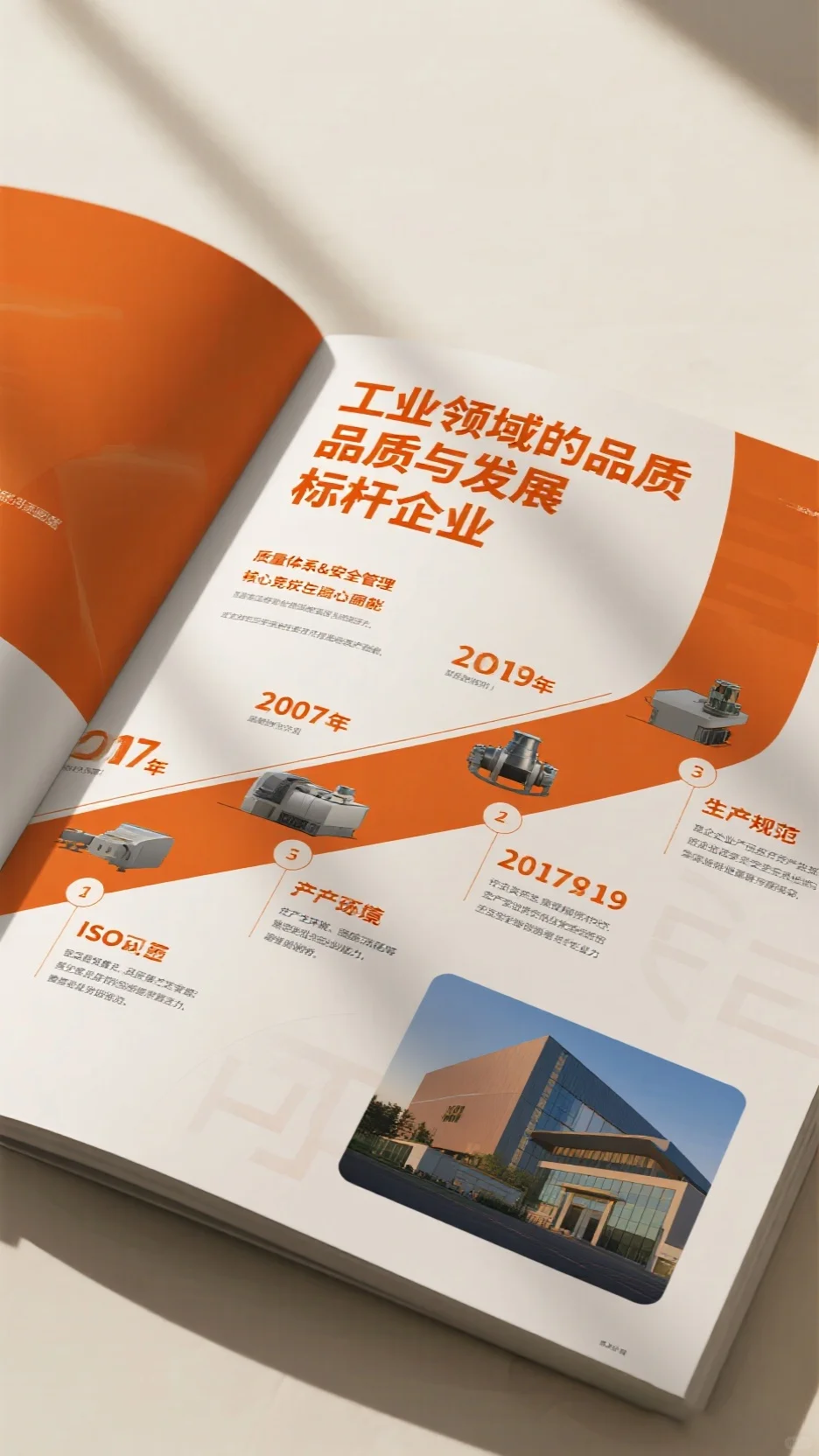 橙色系工业企业画册设计，展品质发展质感