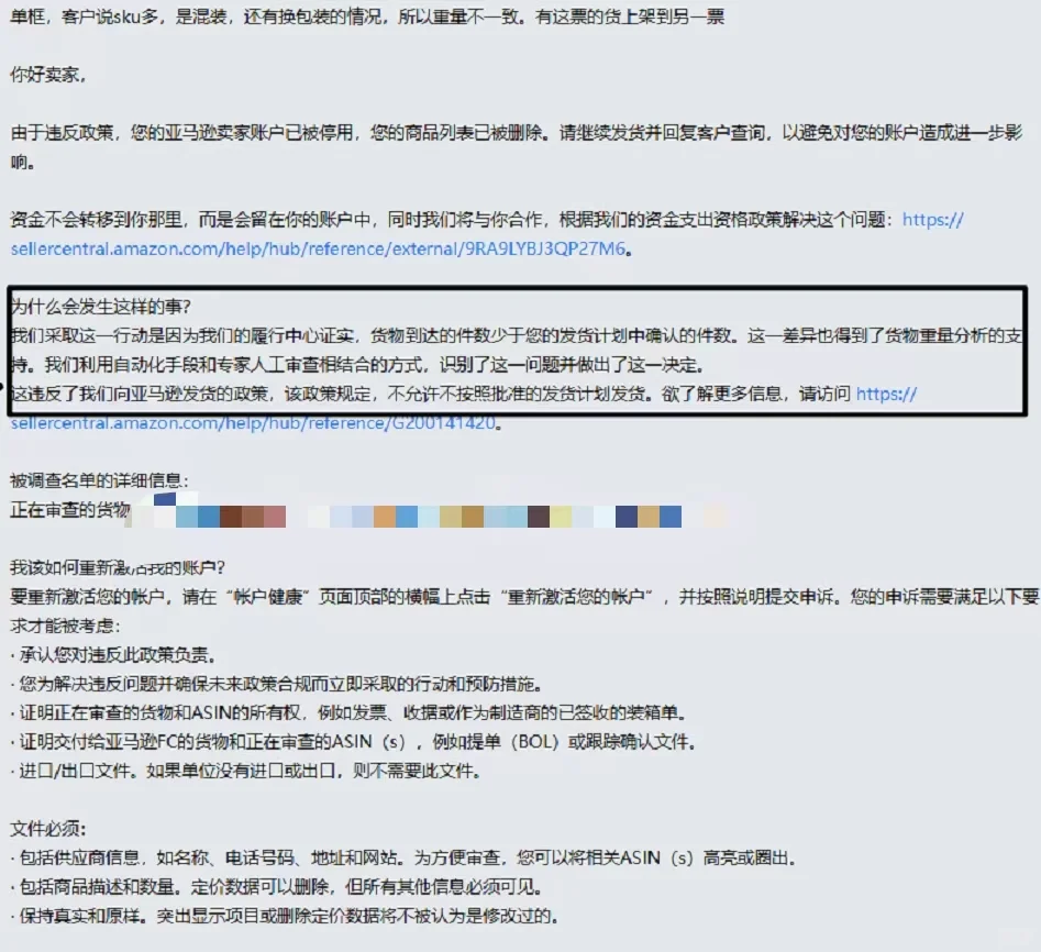 发往亚马逊fba仓库的货不够也会关店?