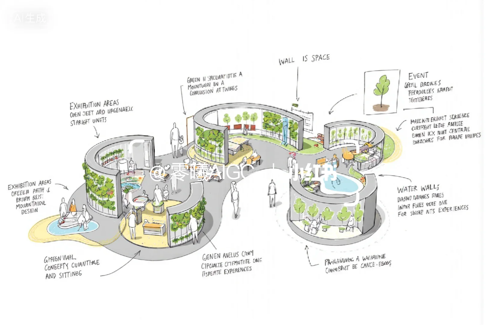 环艺作业｜空间构成分析自然主义曲面空间