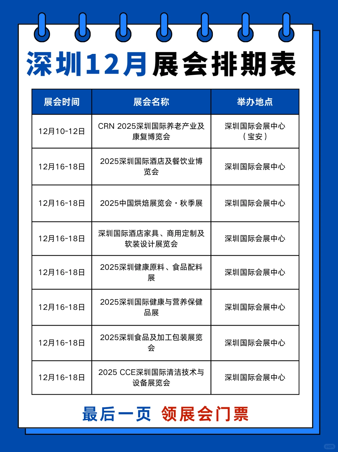 深圳12月展会排期表+地址+门票领取