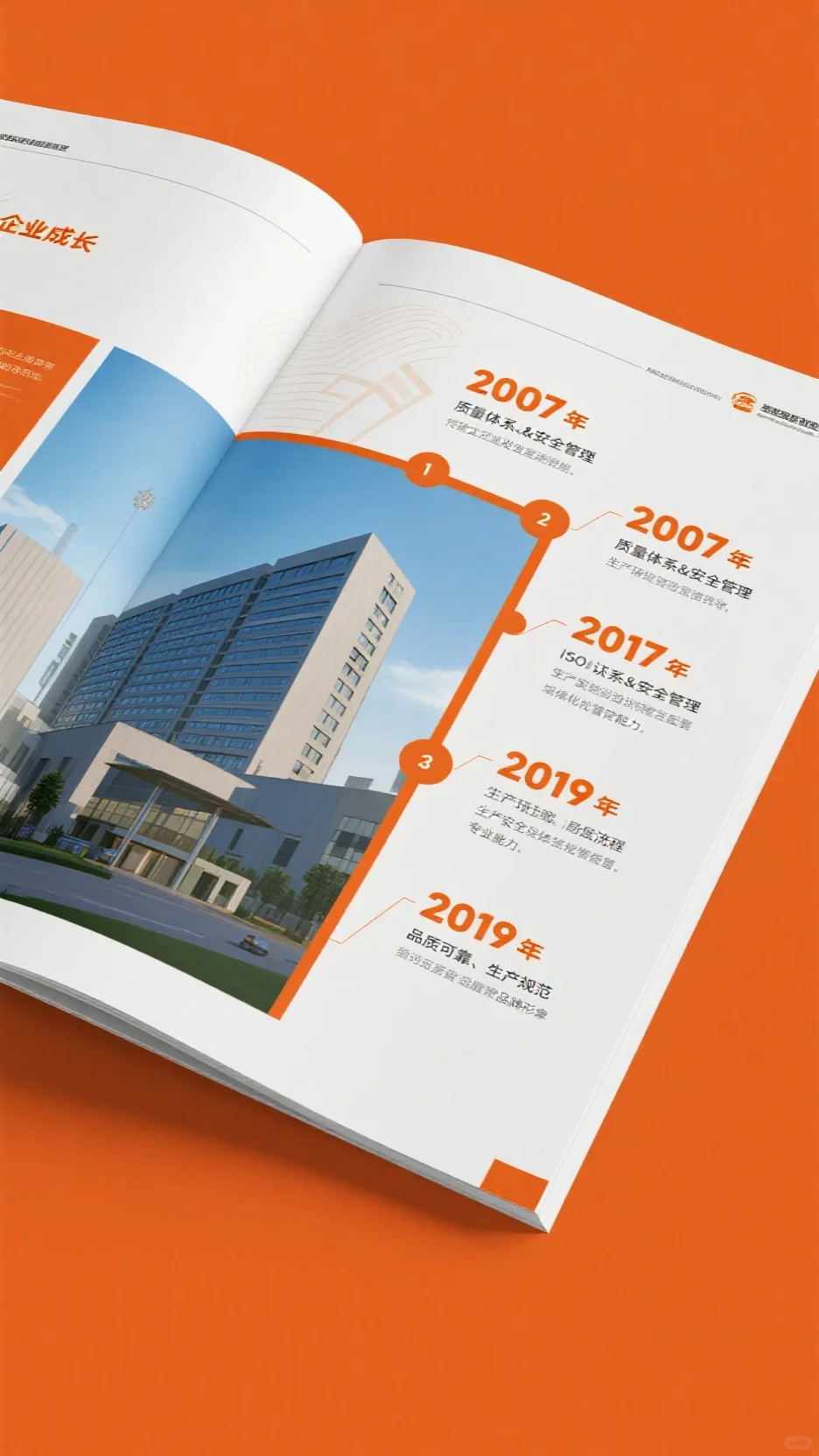 橙色系工业企业画册设计，展品质发展质感