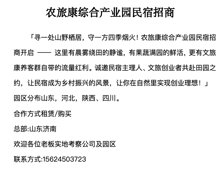 文旅园区招商民宿主理人