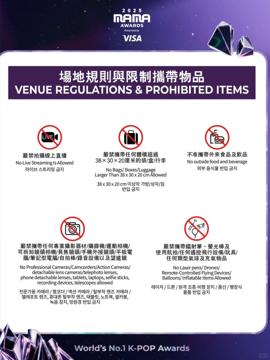 注意⚠️ MAMA禁带物品公布！