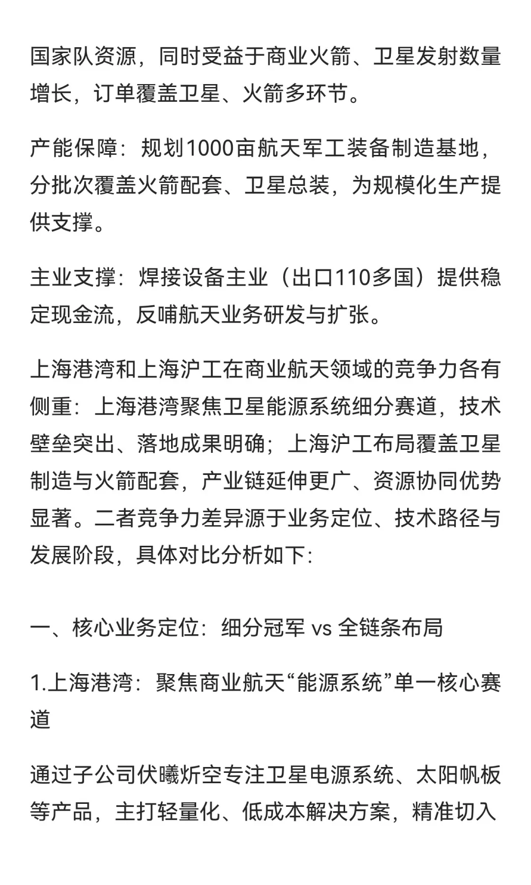 关于上海港湾和上海沪工在商业航天领域布局