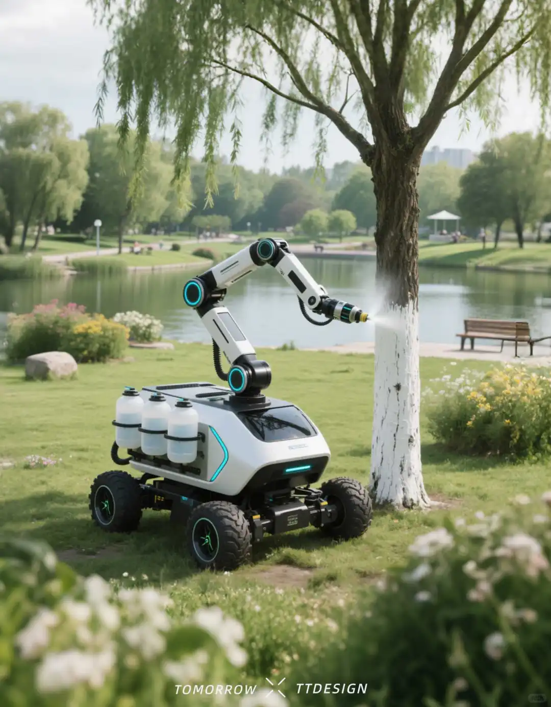 这台无人树干涂护机也太棒了吧！