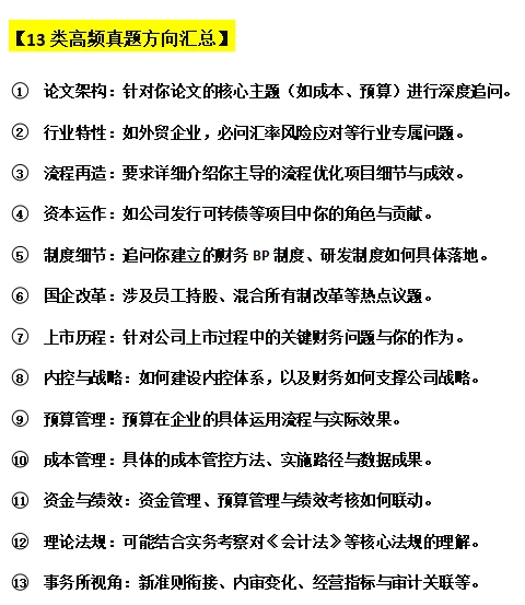 高会答辩高频真题方向参考