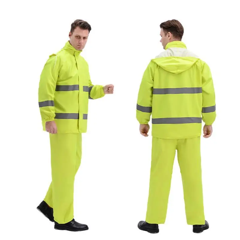 跨境制作反光pvc雨衣 交通执勤户外环卫