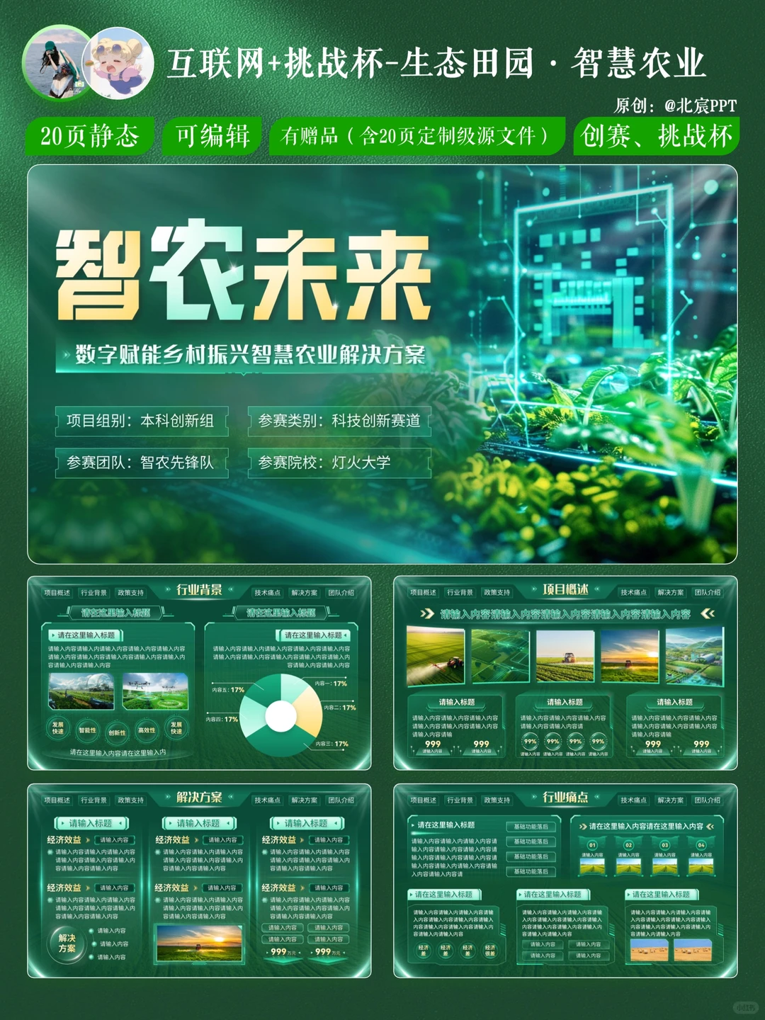 挑战杯ppt-这份智慧农业模板可冲国金