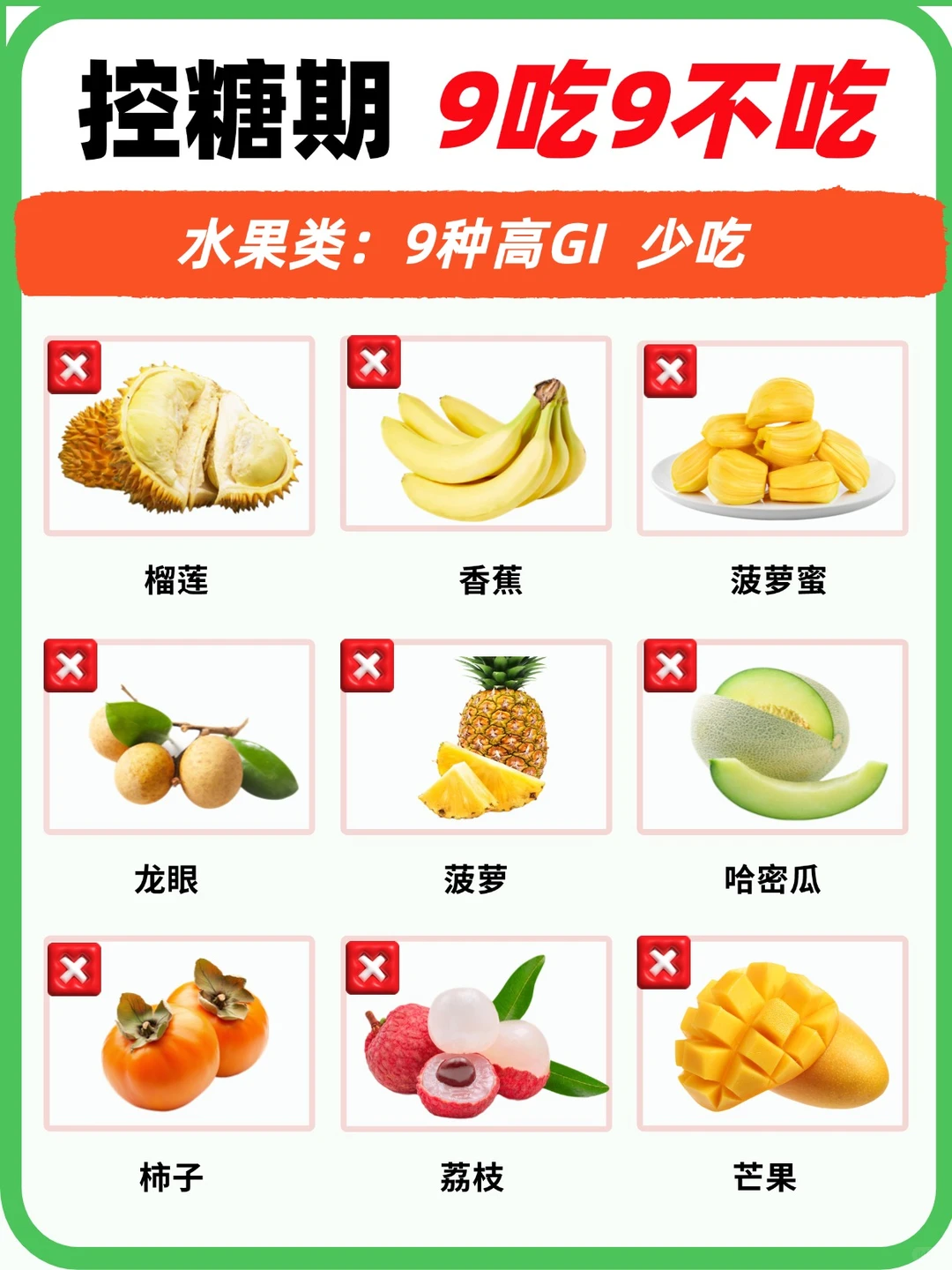 控糖期9吃9不吃！赶紧收藏起来！