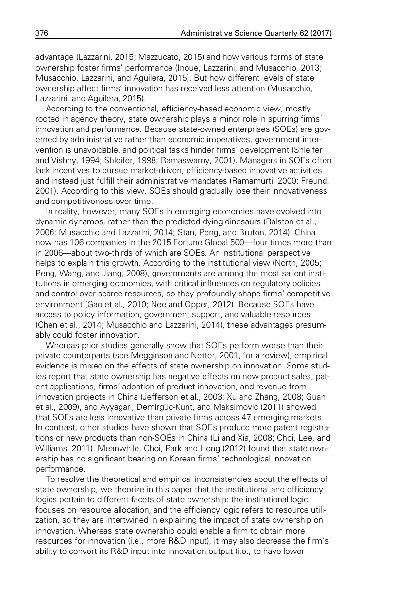 ?ASQ：国有企业对企业创新的影响