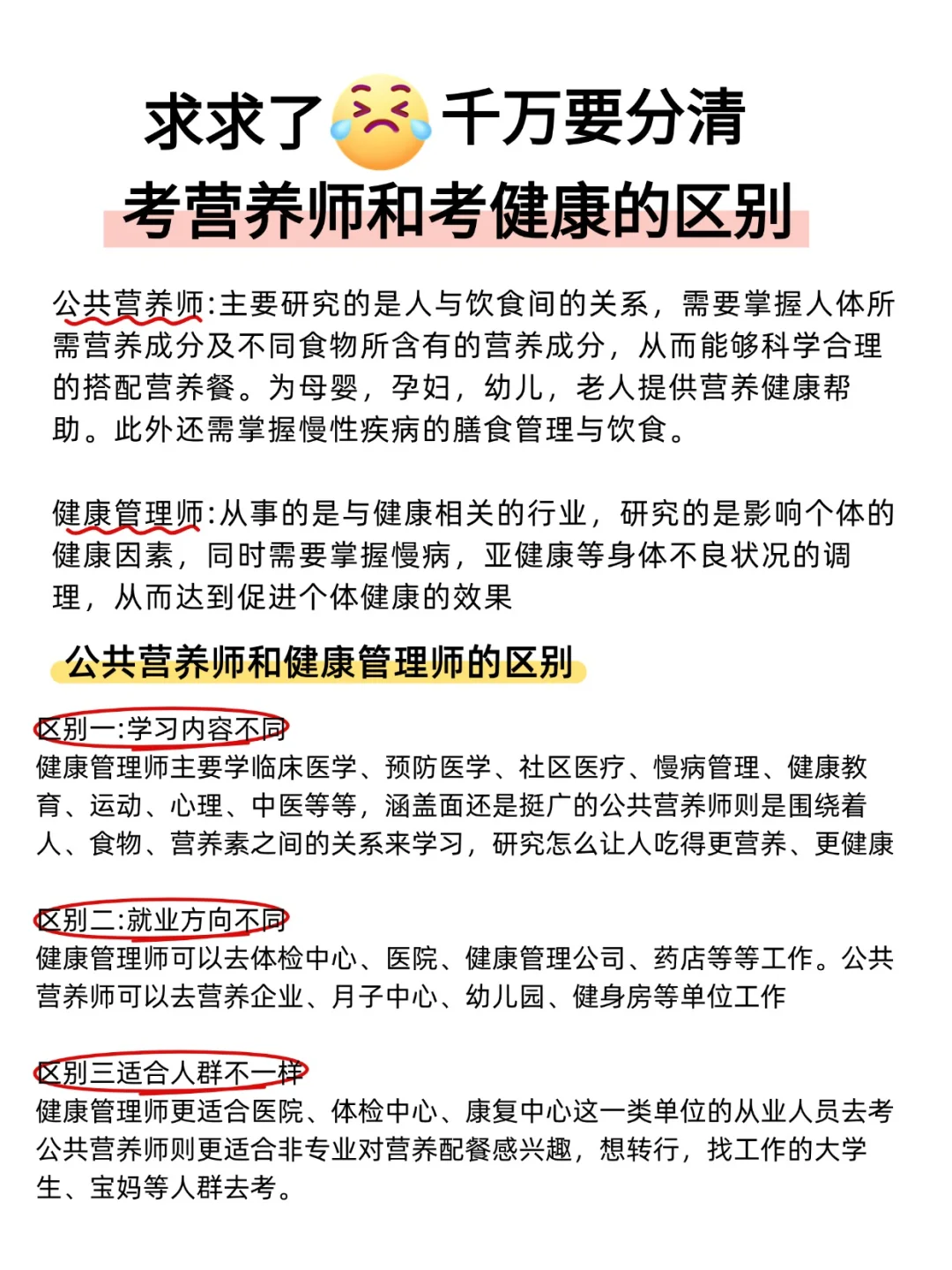 终于搞明白公共营养VS健康管理师啦！