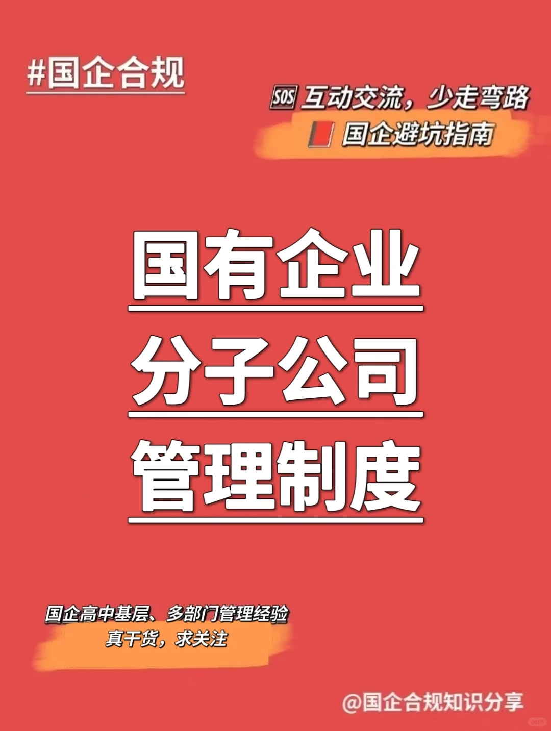 国企合规｜国有企业分子公司管理制度‼️