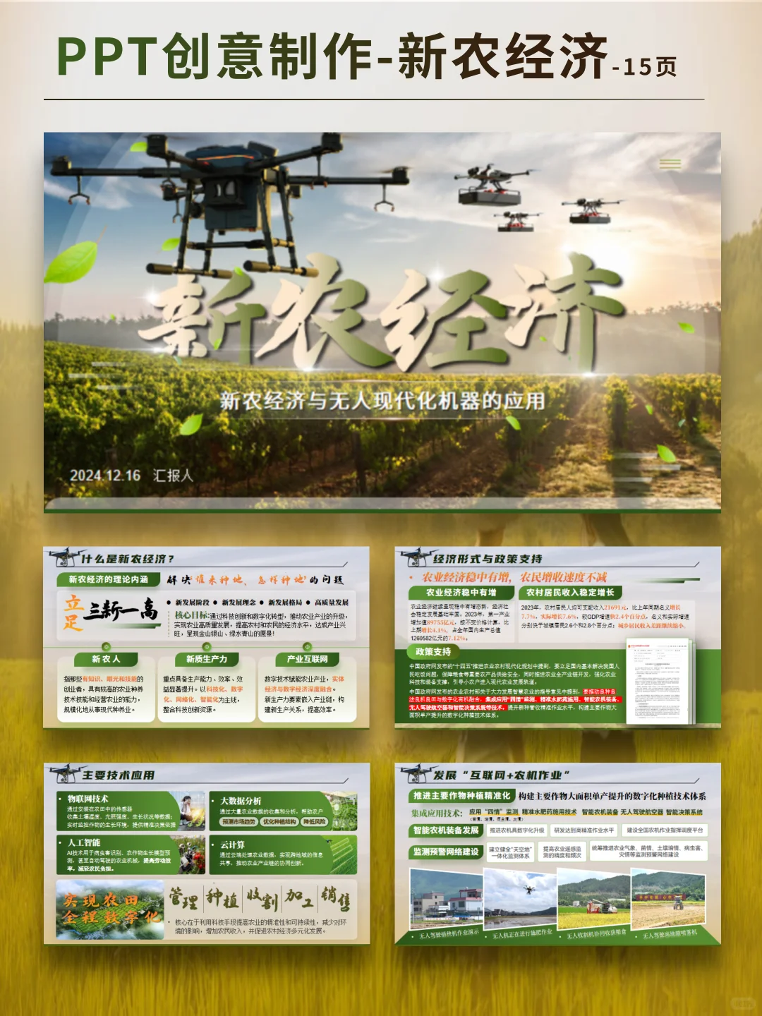 新农经济 | 无人现代化机器PPT模板分享✨