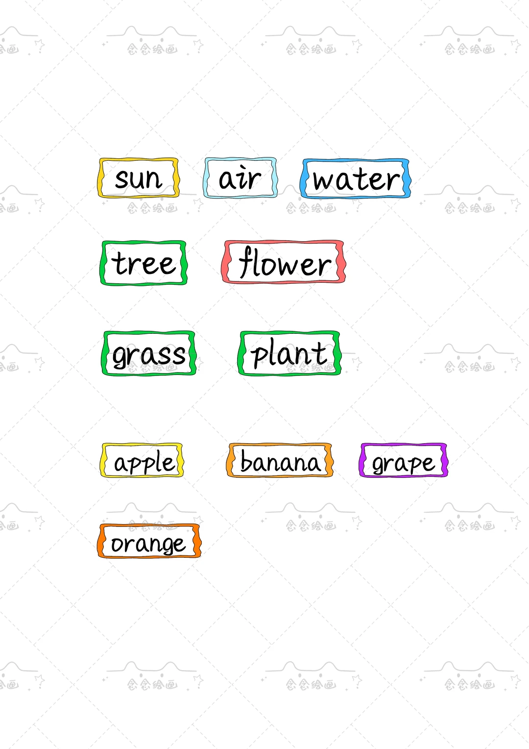 手工立体英语制作手工制品展示线稿可打印