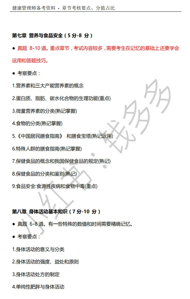 想拿健康管理师证书，背这些就够了！