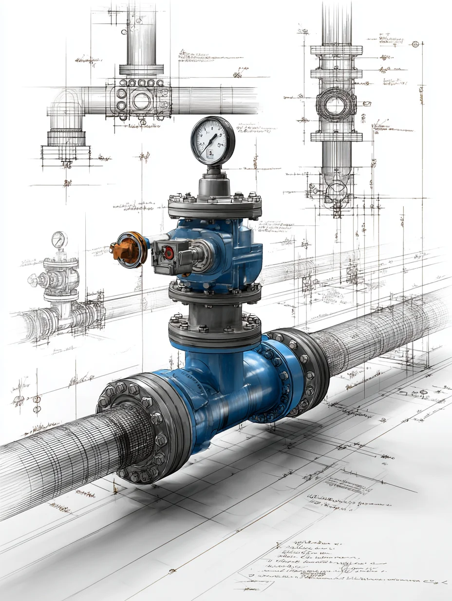 工业球阀设计草图｜提示词