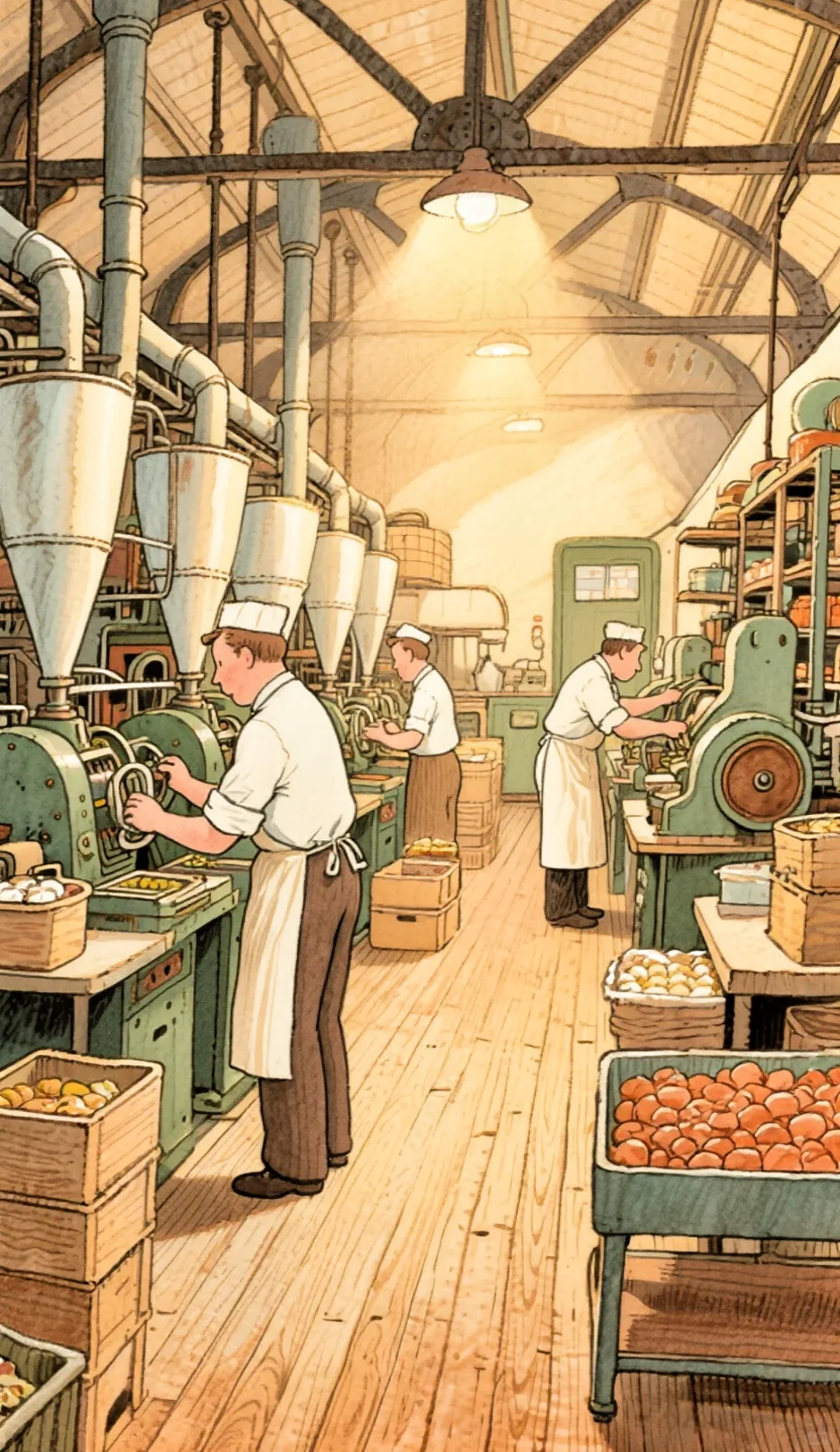 ?和插画小人一起去食品工厂做面包