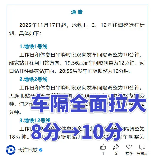大连地铁闲扯 | 车隔全面拉大,梦该醒了