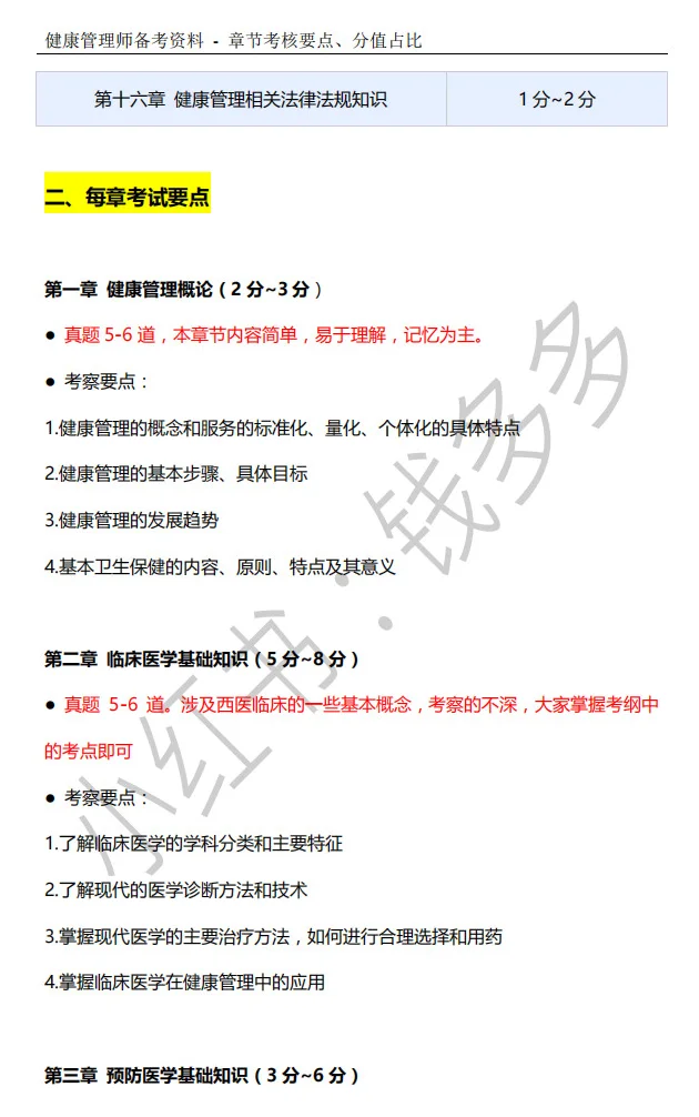 想拿健康管理师证书，背这些就够了！