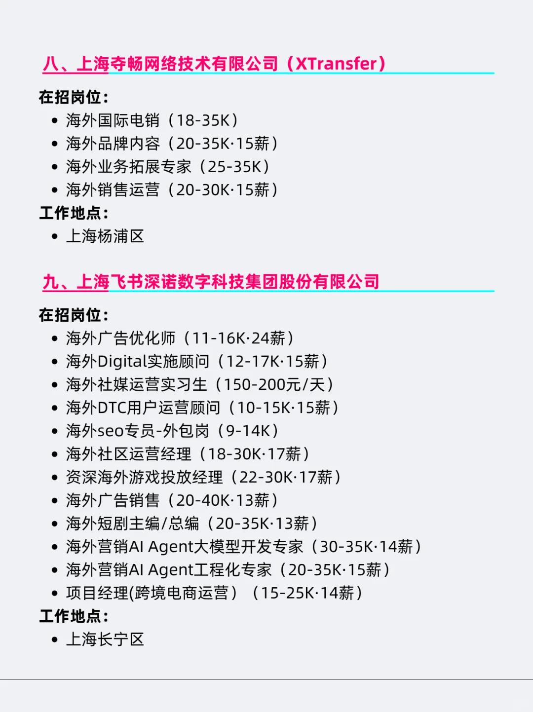 跨境出海相关企业&岗位在招信息（上海篇）