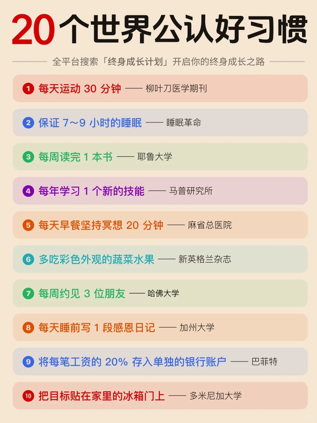 20个世界公认好习惯：让你变得更自律幸福