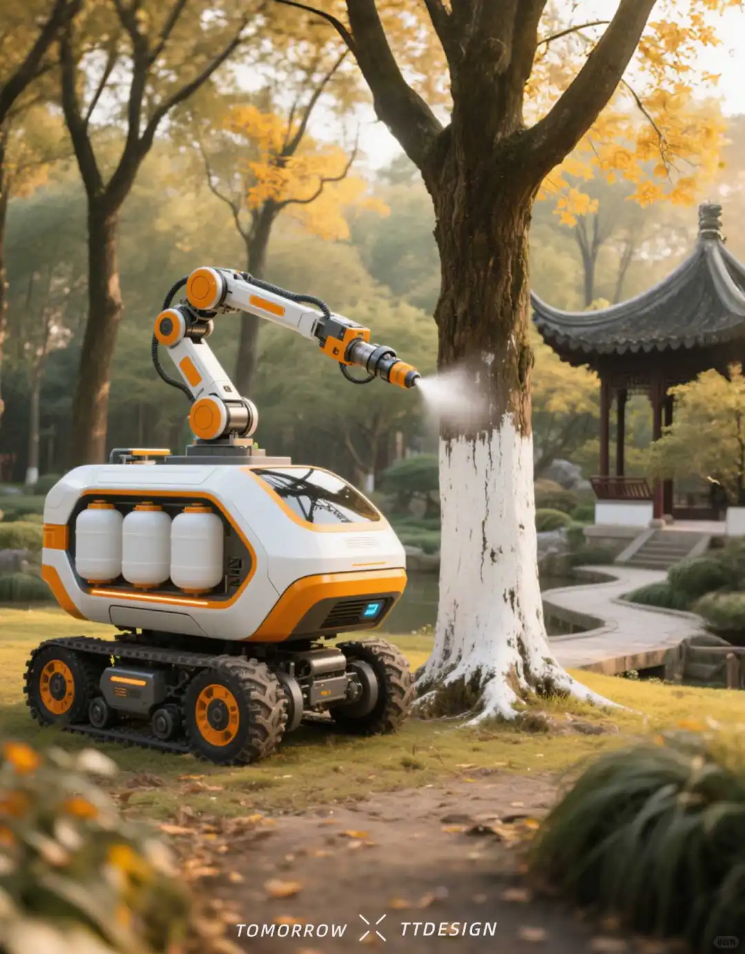 这台无人树干涂护机也太棒了吧！