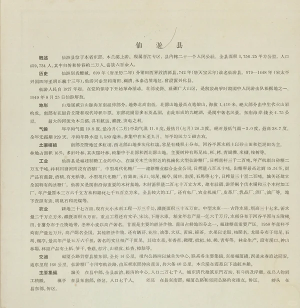 1962年福建省地图集仙游县的介绍（下）