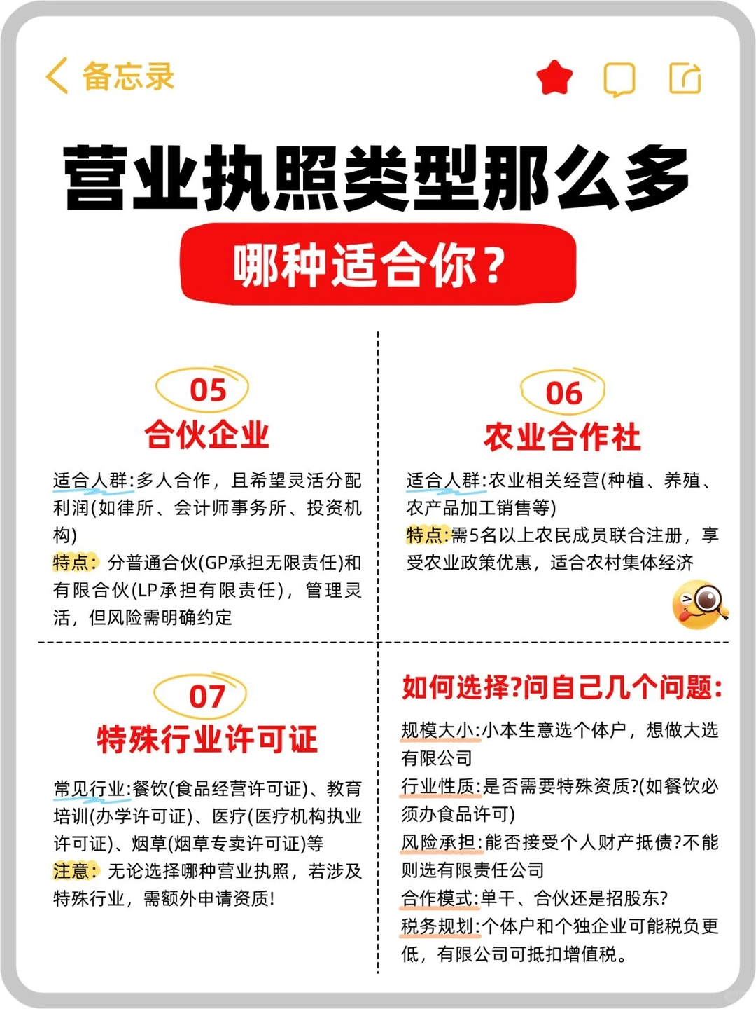 营业执照怎么选？7 种类型适配你的生意✨