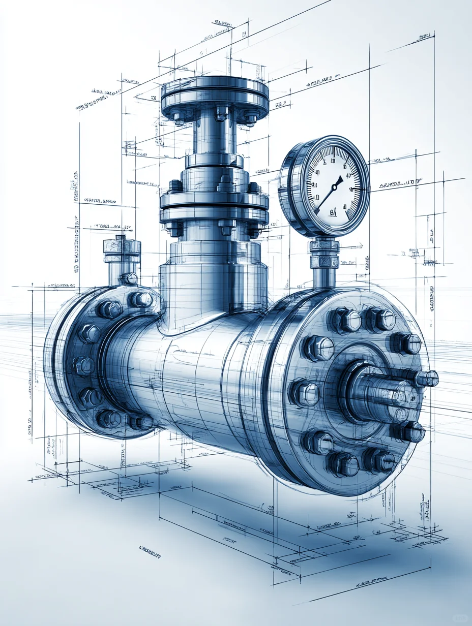 工业球阀设计草图｜提示词