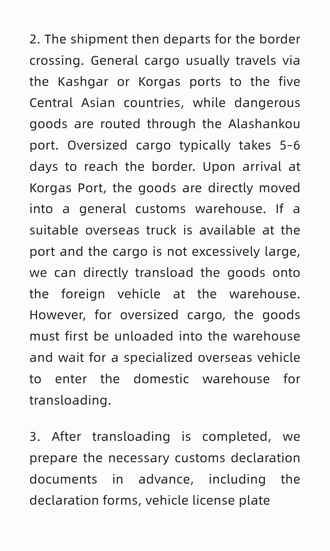 International Road Transport Process: