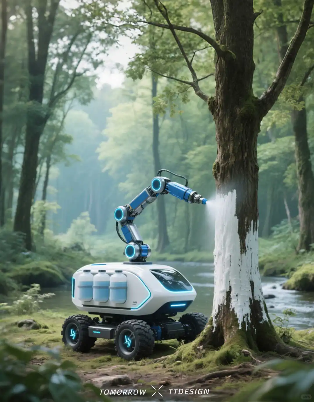 这台无人树干涂护机也太棒了吧！