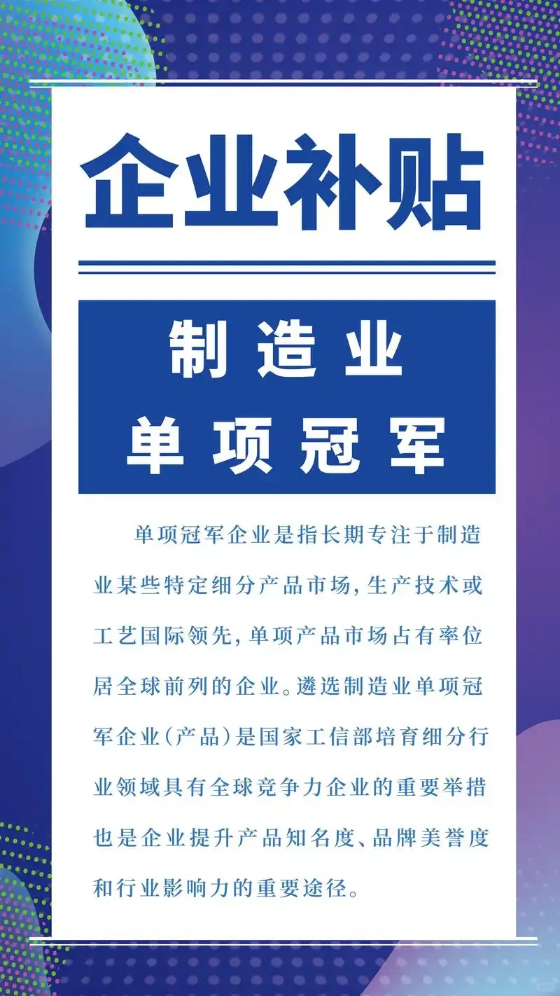 制造业单项冠军评分纬度