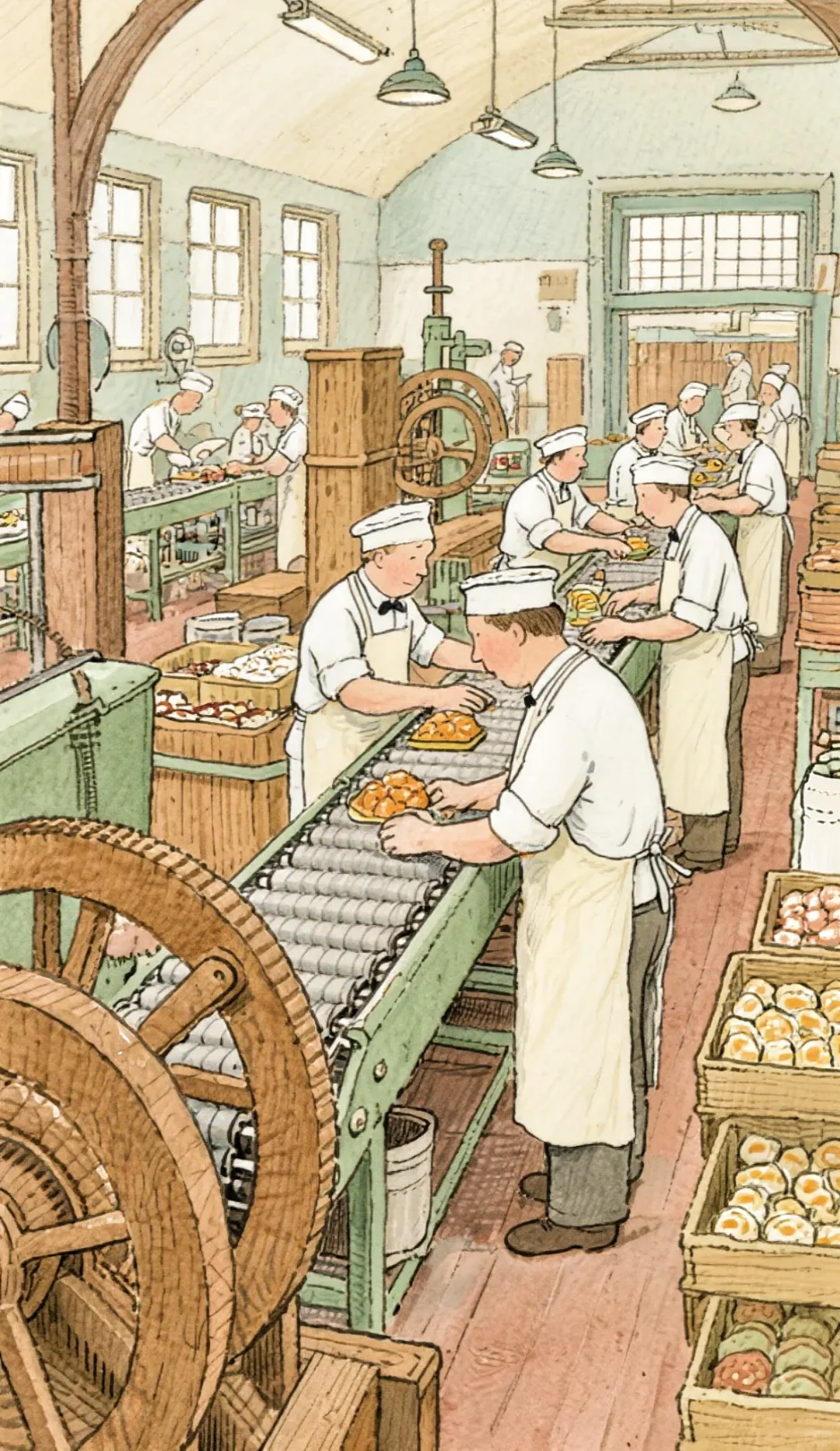 ?和插画小人一起去食品工厂做面包