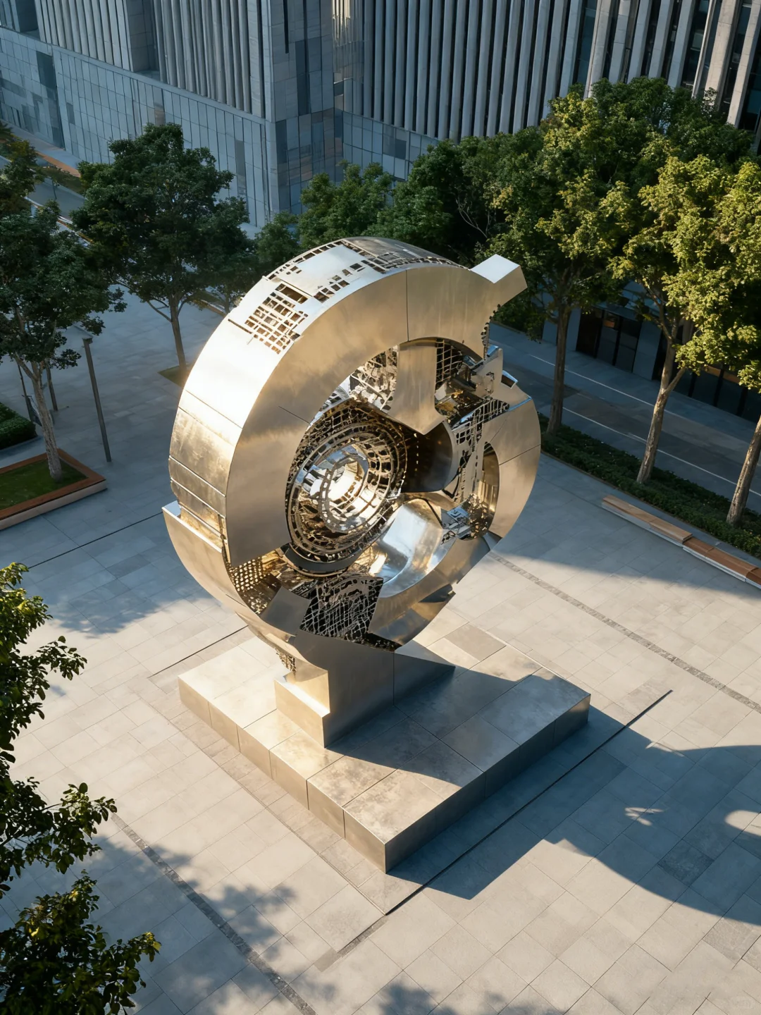 不锈钢机械雕塑|让科创园区拥有灵魂地标