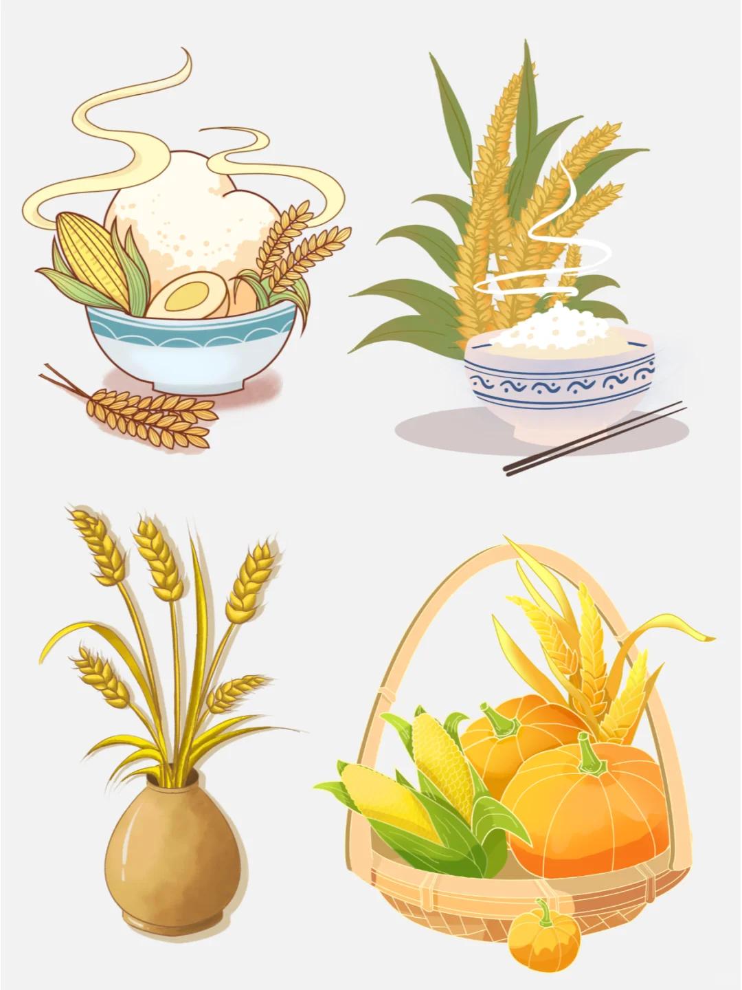 世界粮食日?粮食丰收 插画免抠素材