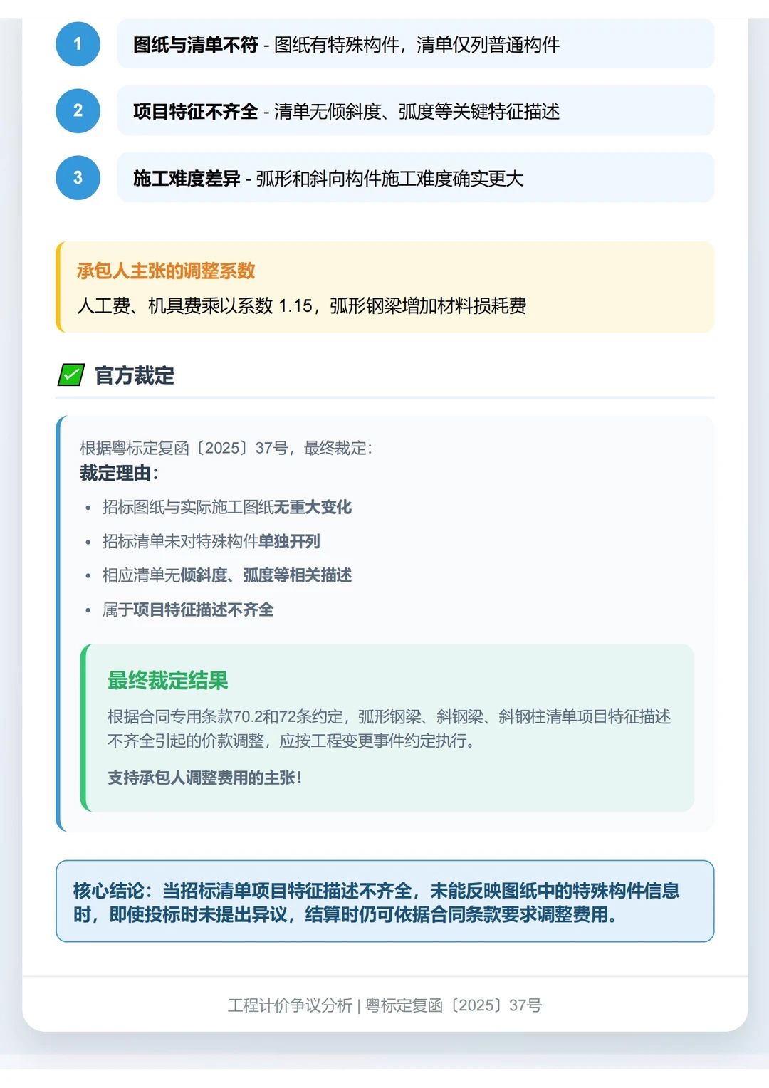 049：弧形钢梁、斜钢梁计价争议