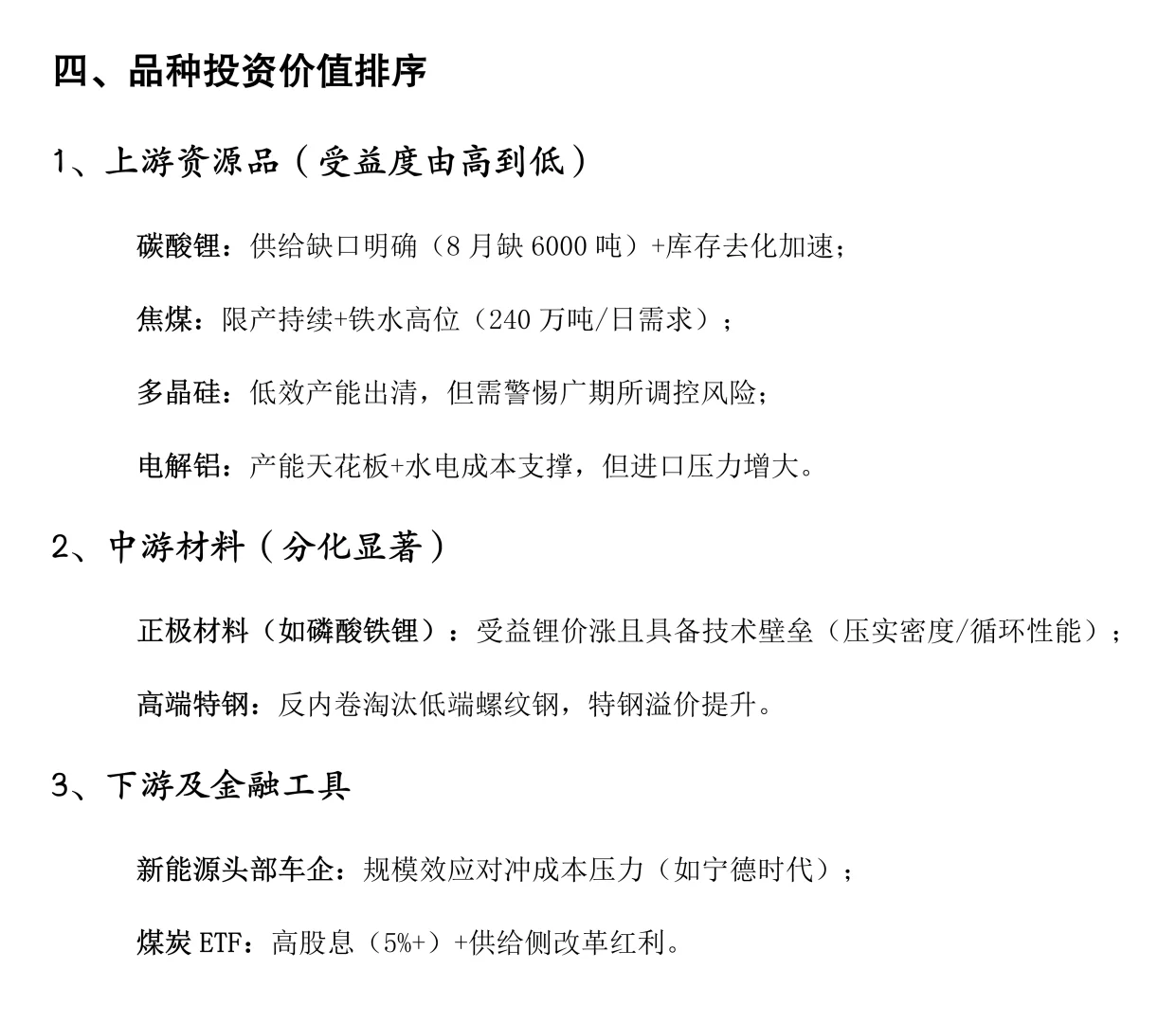 “反内卷”核心品种！！