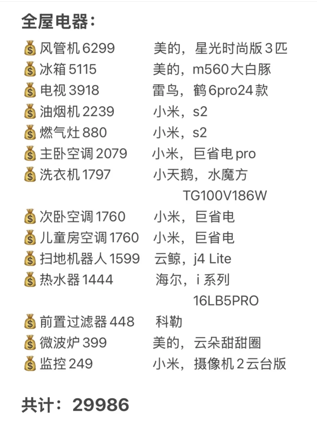 自家实用电器?3w搞定全屋14件电器