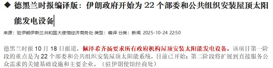 德黑兰时报：伊朗可再生装机容量已逾2.7GW