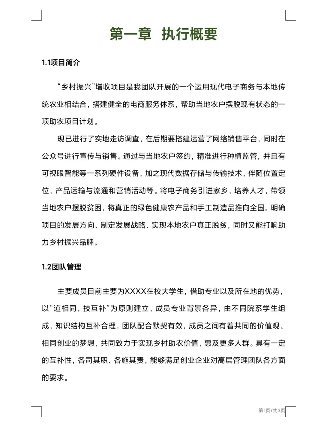 大学生乡村振兴助农电商交易平台项目计划书