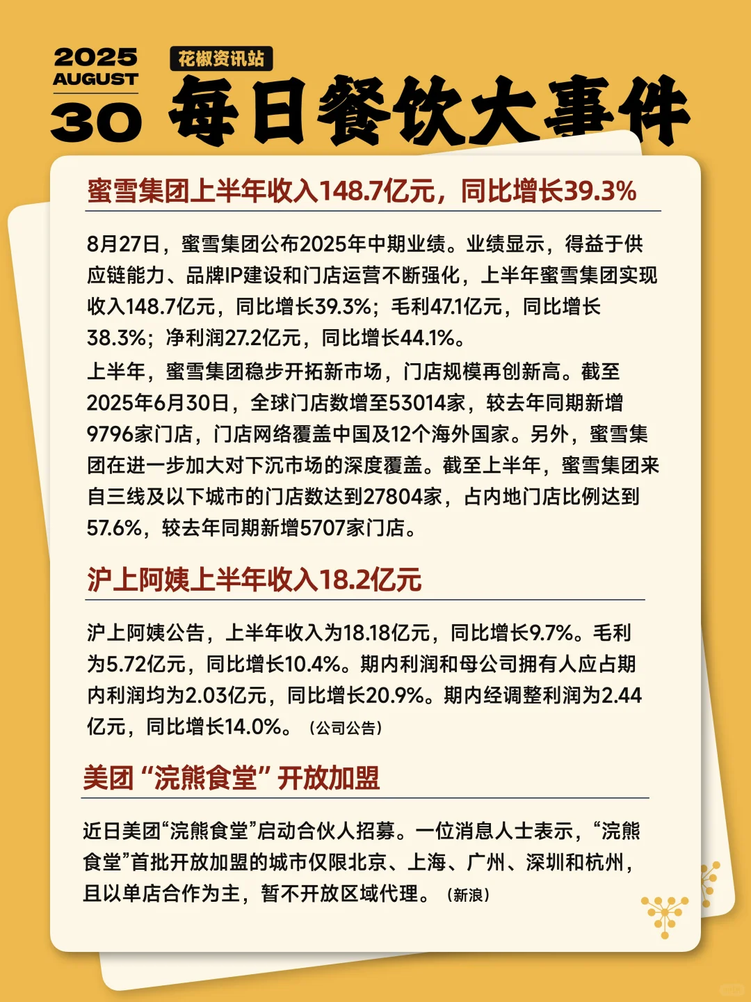 今天餐饮圈发生了哪些大事 8.30