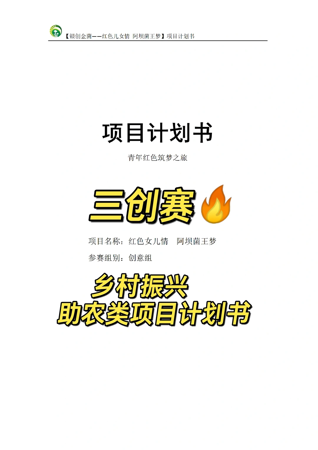 三创赛?助农项目|乡村振兴项目计划书
