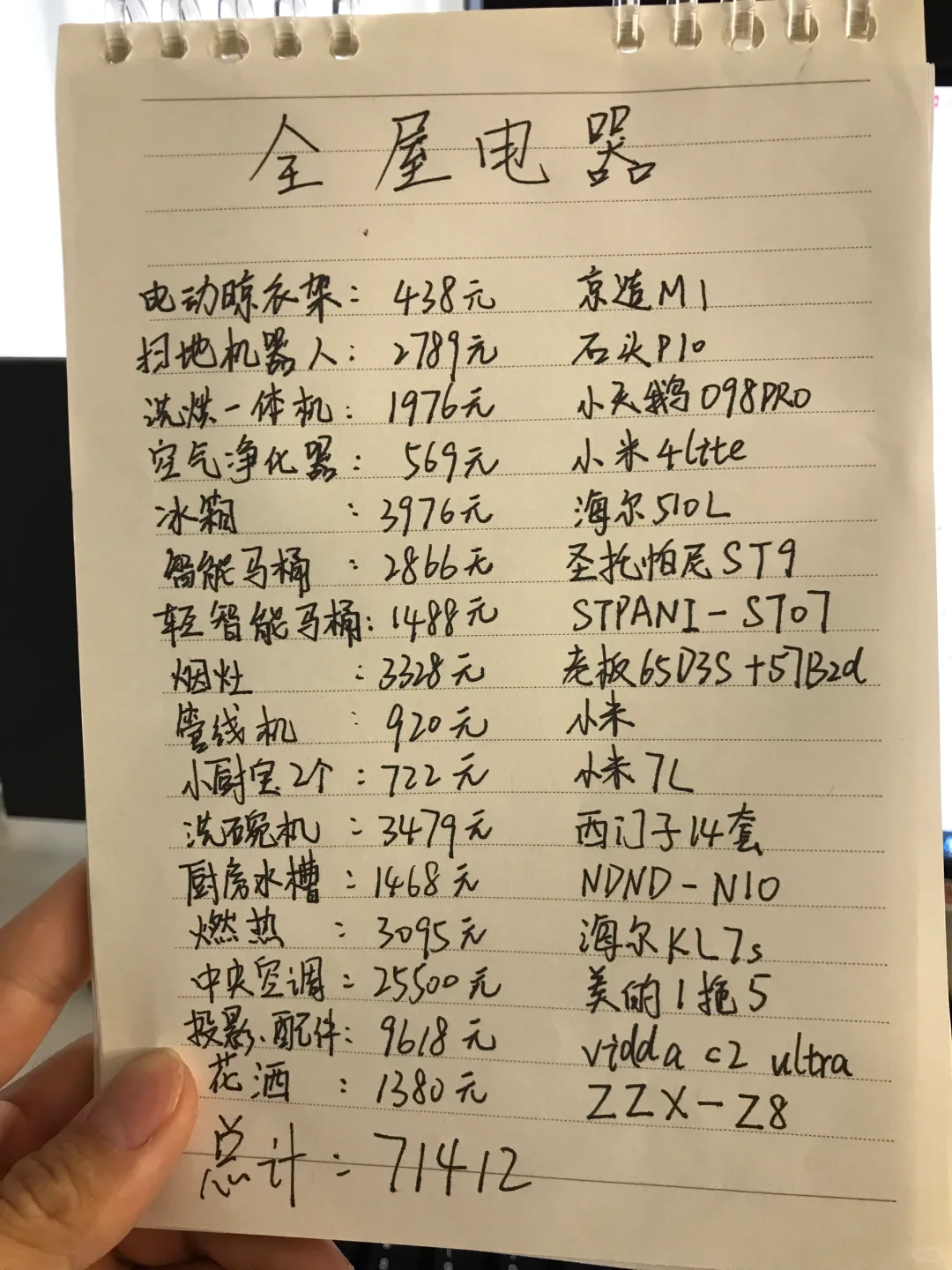 终于让我把家电清单给憋出来了?