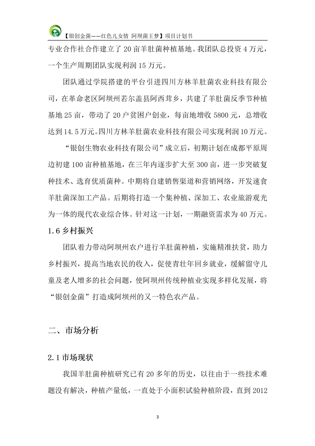 三创赛?助农项目|乡村振兴项目计划书