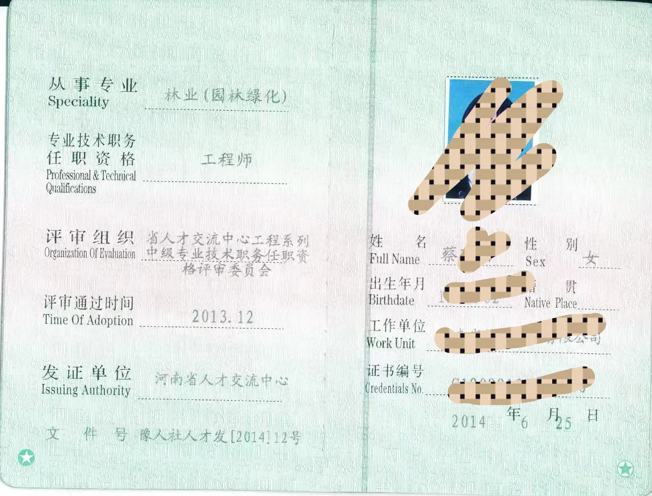 中级工程师林业