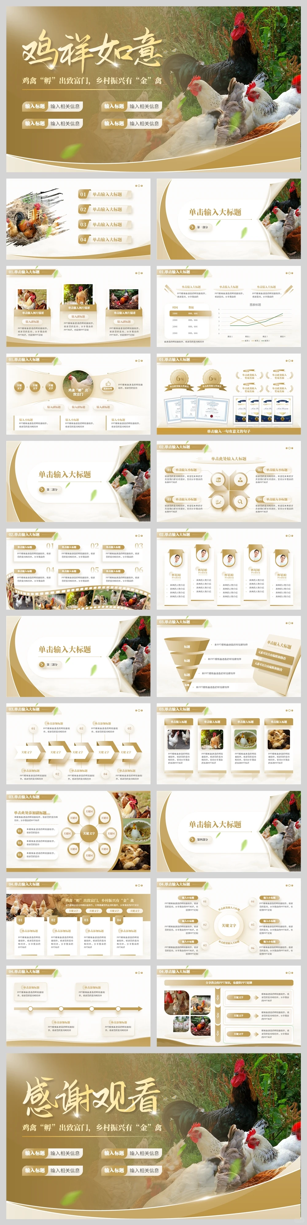 用简单的方法，做出高级感的鸡禽养殖PPT